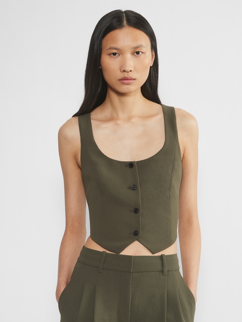 Aritzia Wilfred Rocco Vest Dark Olive